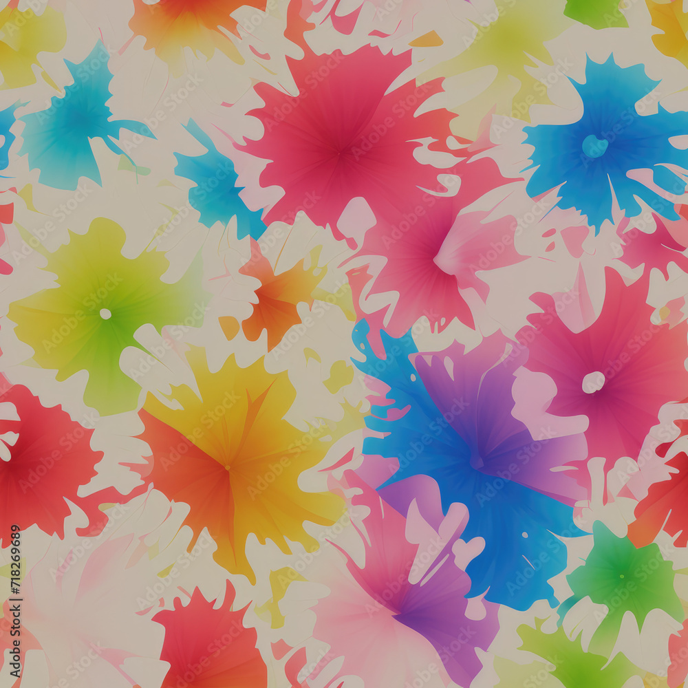 Flowers. Abstract seamless pattern. AI generated. Flowers. Abstract seamless pattern. AI generated.