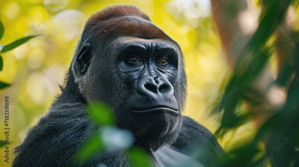 Thoughtful Gorilla in Natural Habitat