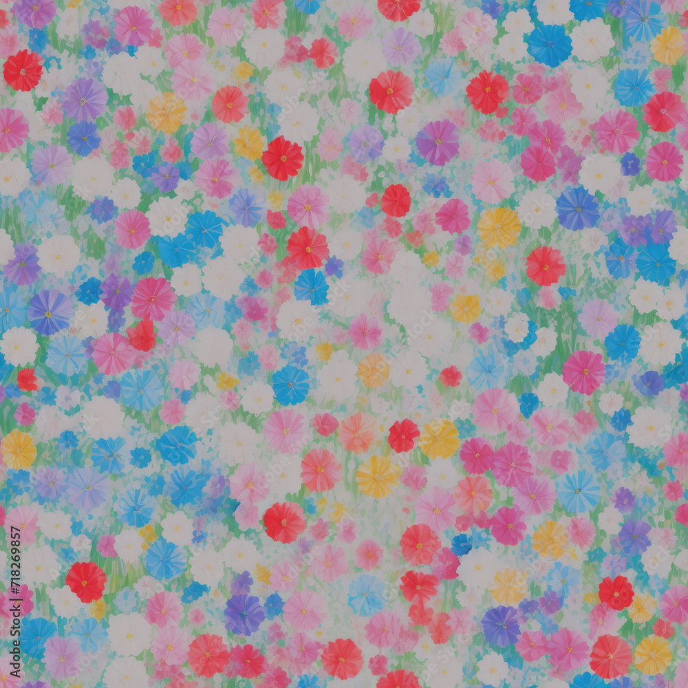 Flowers. Abstract seamless pattern. AI generated. Flowers. Abstract seamless pattern. AI generated.