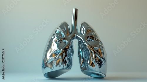 Anatomical Model of Human Lungs in Metallic Finish
