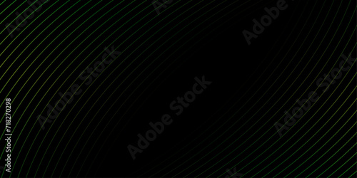 Abstract background with waves for banner. Medium banner size. Vector background with lines. Element for design isolated on black. Black and green