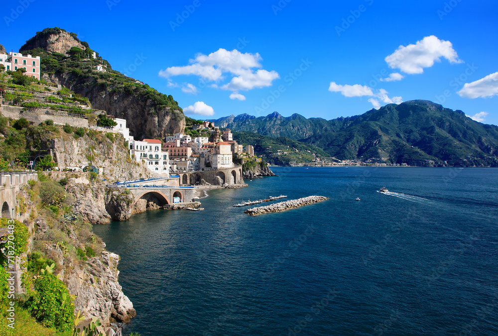 Town Atrani, Peninsula of Sorrento, Campania, Gulf of Salerno, Italy, Europe.