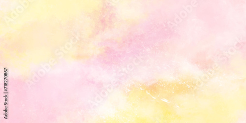 Soft yellow and pink watercolor paper background. Abstract pink watercolor on white background. Colorful watercolor abstract background.