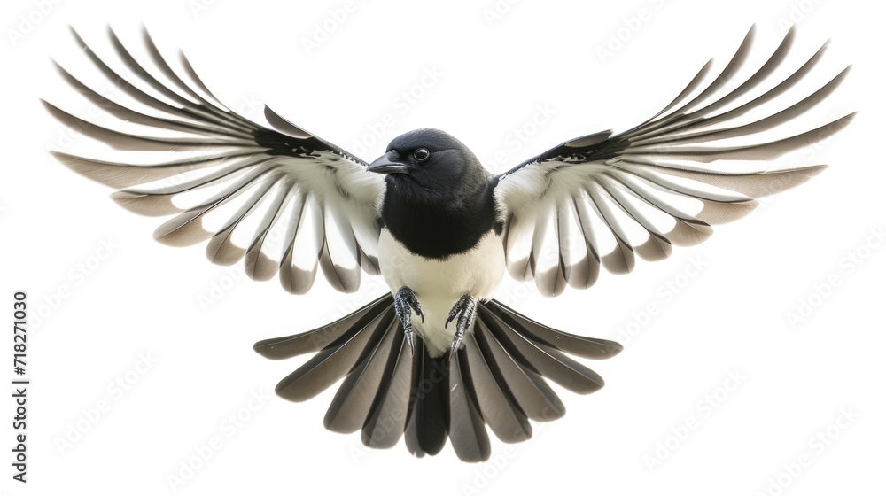 Naklejka premium Magnificent Bird in Flight Isolated on White Background