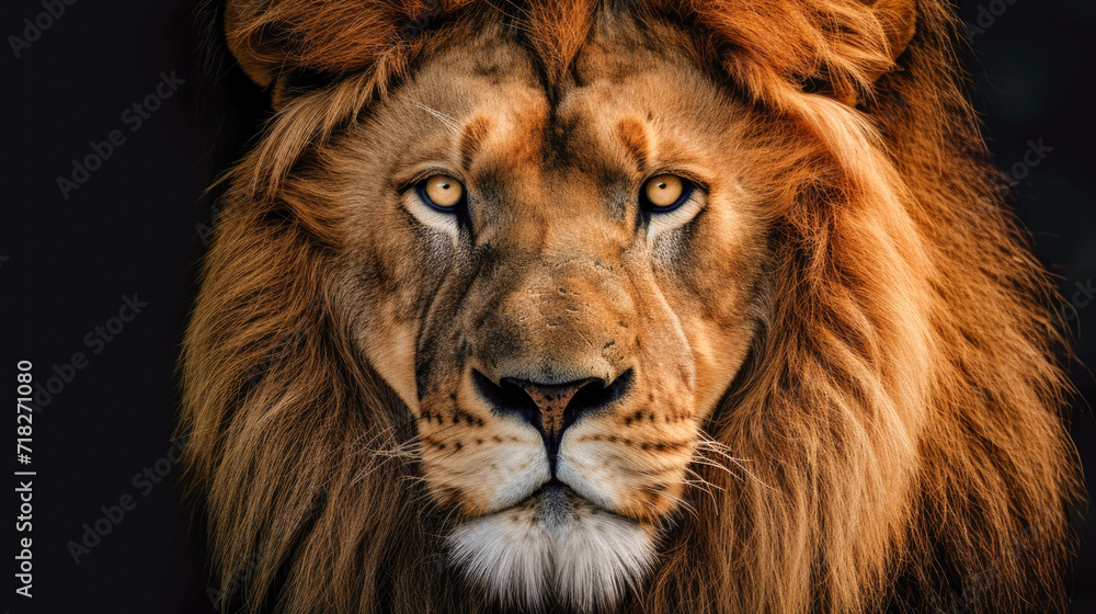 Fototapeta premium Regal Lion with Intense Gaze