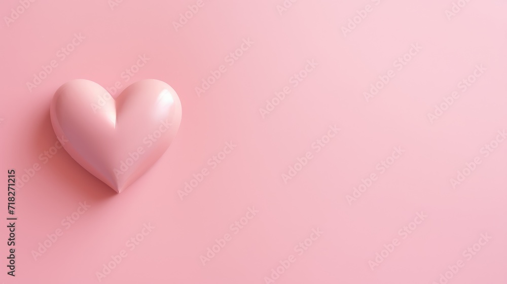 3d heart on a pink background. A template or banner for decorating Valentine's Day and Mother's Day. Background for postcards, valentines