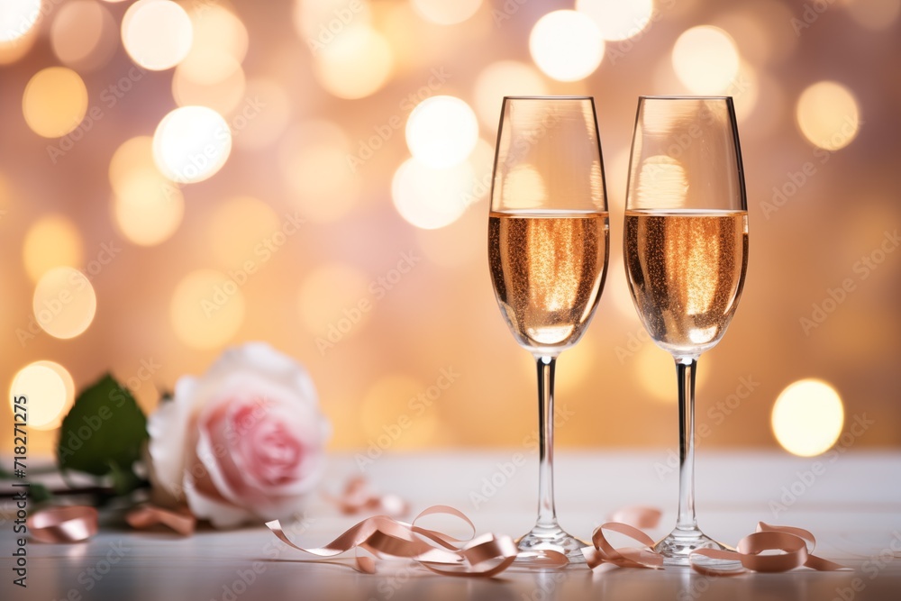 two glasses of champagne for Valentine's day two glasses of champagne for Valentine's day