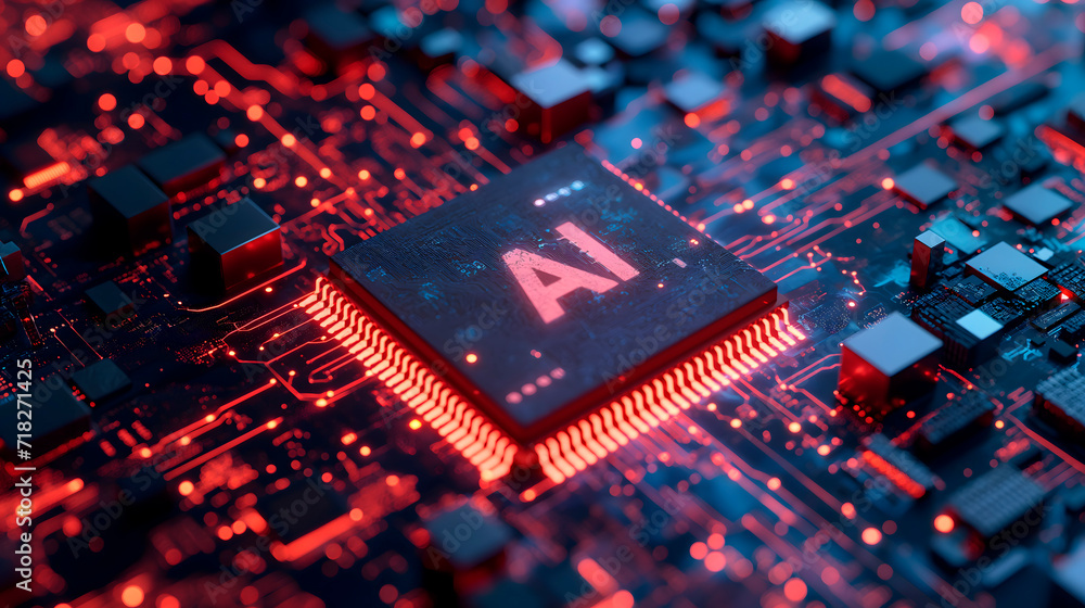 Circuitos electrónico con un procesador con el texto AI
Circuitos electrónico con un procesador con el texto AI