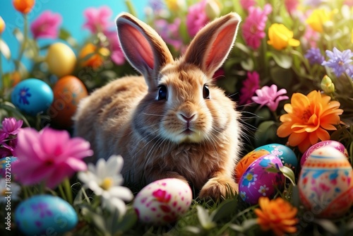 easter bunny and easter eggs © feroooz arts