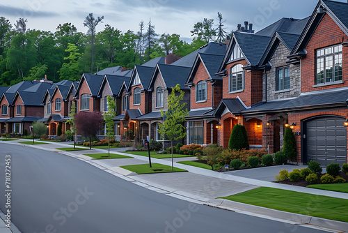 a nice newly built neighborhood with brick two-story houses