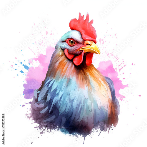 Beautiful Hen Watercolor Clipart, Perfect Chicken Design for Your Project and Creations, Ai Generative