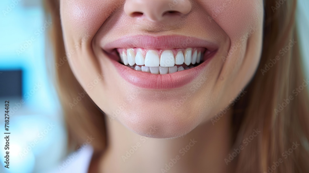 Close-up of smiling woman with healthy teeth. Dentistry concept Close-up of smiling woman with healthy teeth. Dentistry concept