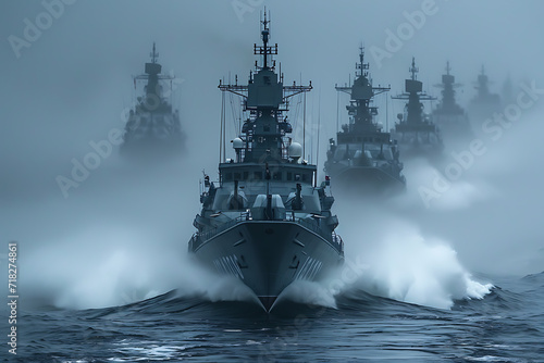 Navy during exercises, a lot of ships of different types