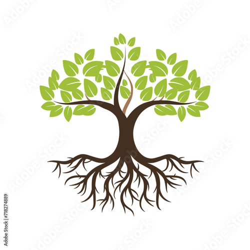 Tree with roots vector illustration