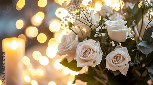  Soft White Roses and Fairy Lights in Cozy Ambience