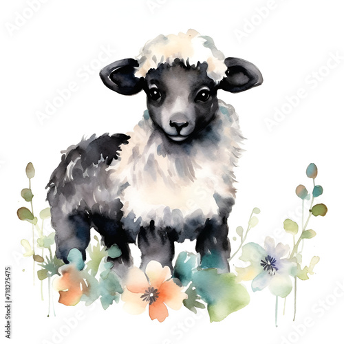 Beautiful Sheep Watercolor Clipart, Perfect Design for Your Project and Creations, Ai Generative © Romain