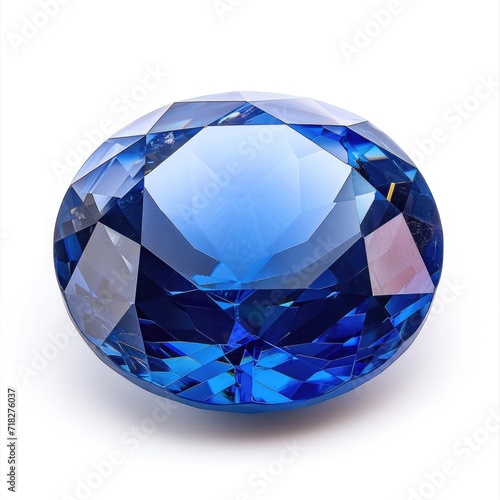 Faceted sapphire on white background