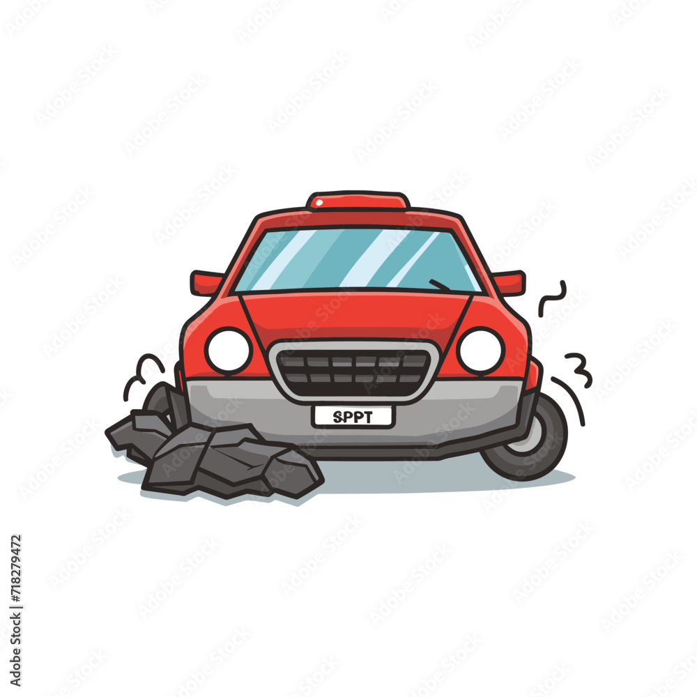 Car crush cartoon vector illustration