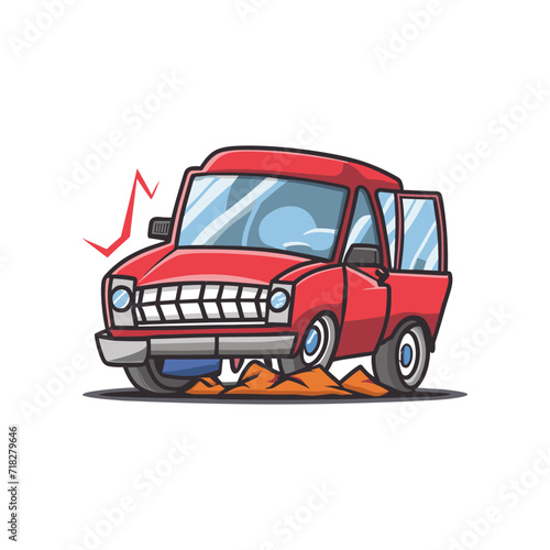 Car crush cartoon vector illustration