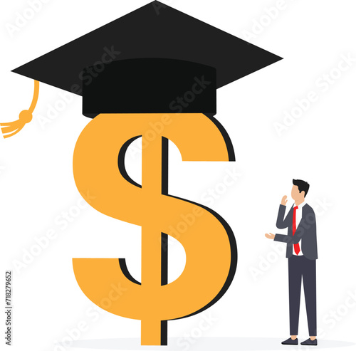 Education fund and cost and expense in books, course study and saving money to achieve degree and graduation concept
