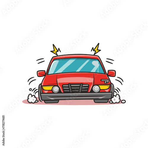 Car crush cartoon vector illustration