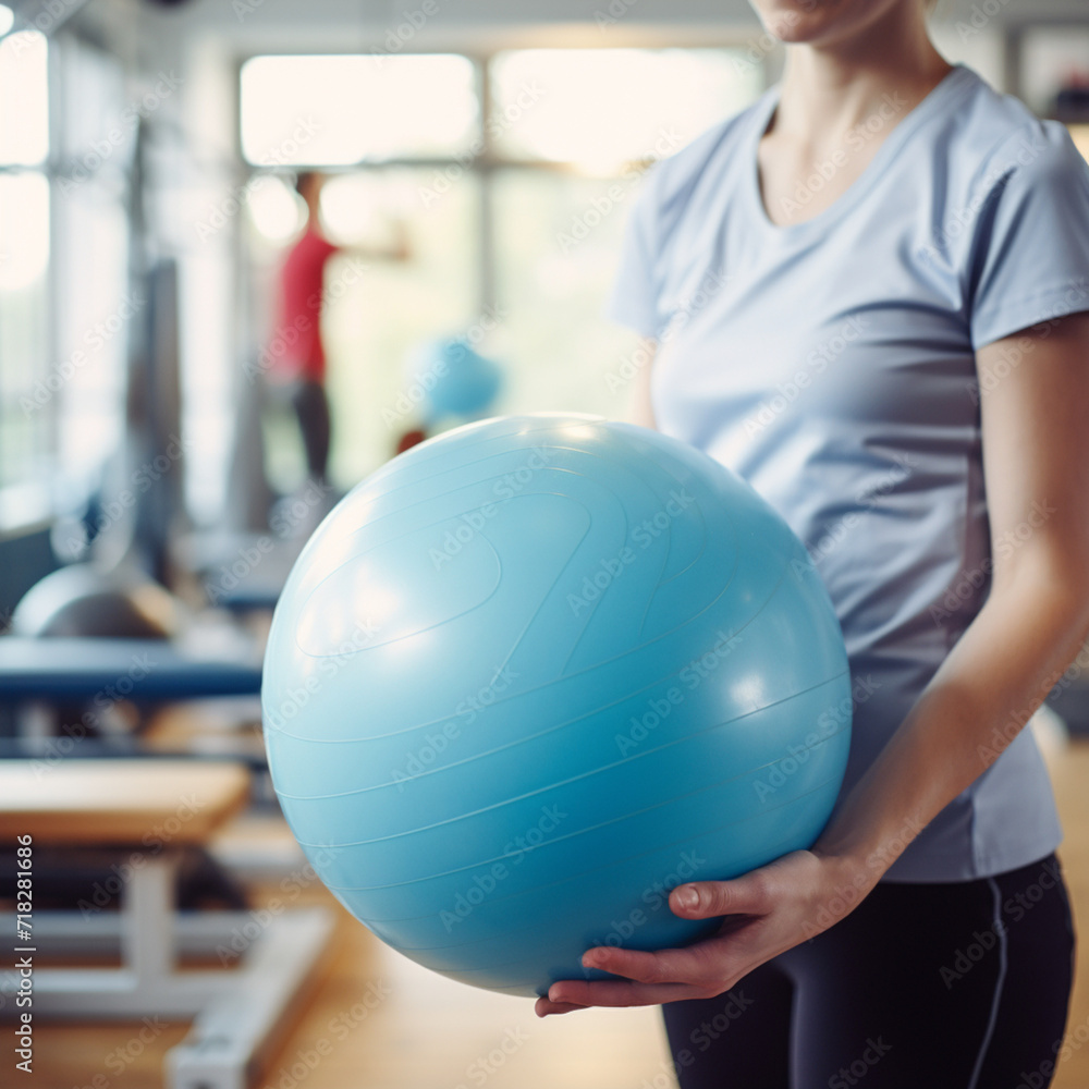 Physiotherapist with medicine balls. Physiotherapist with medicine balls.