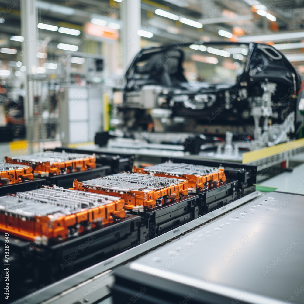 Modern battery factory. Modern battery factory.