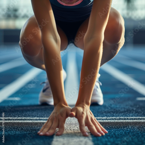 Athlete woman at the starting line