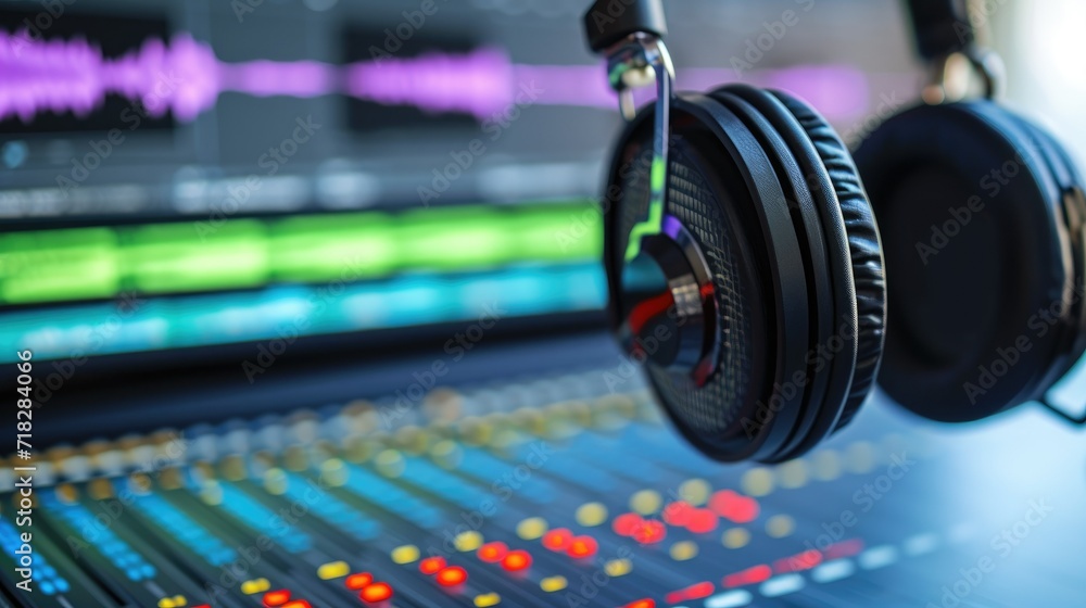 Fototapeta premium dj mixer with headphones