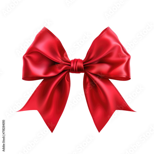 Beautiful red satin gift bow, isolated on transparent