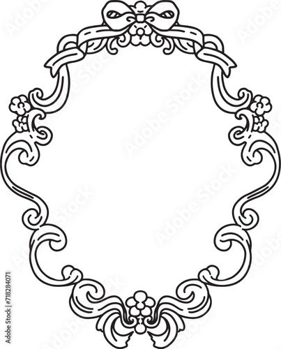Vintage crest monogram line art frame.