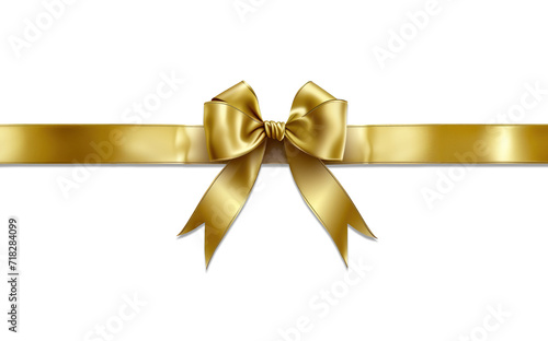 golden bow ribbon on transparent. decorative design element