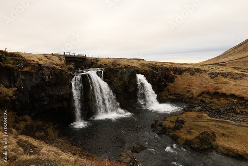 Kirkjufellsfossar is a waterfall in West Iceland on the Snæfellsnes peninsula © clement