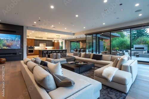 Expansive and Modern Living Room Interior in a Bellevue Home