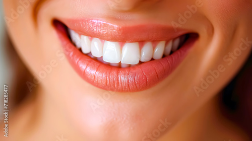 Woman smile with white teeth. Dentist.