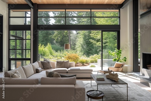 Explore the Vast Luxury of the Living Room in a Bellevue Residence © Asad