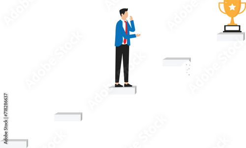 Trouble in Success and career opportunity on risk or business growth to reach target concept

