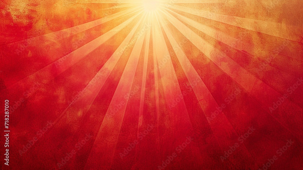 Red Background With Gold Rays Rich red background with a gradient of golden rays, symbolizing warmth ...