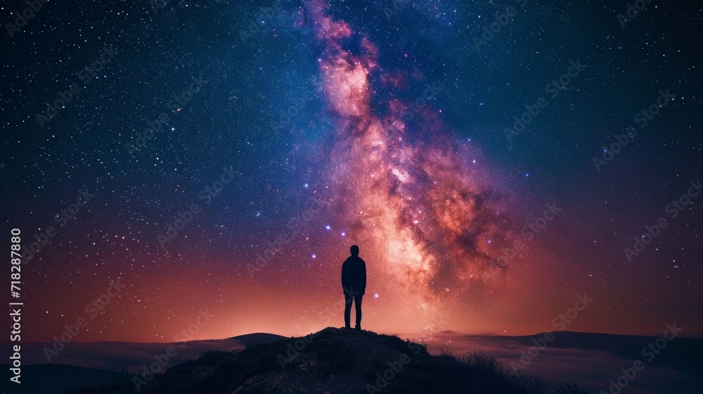 Fototapeta premium Wondering at the Milky Way Generative AI