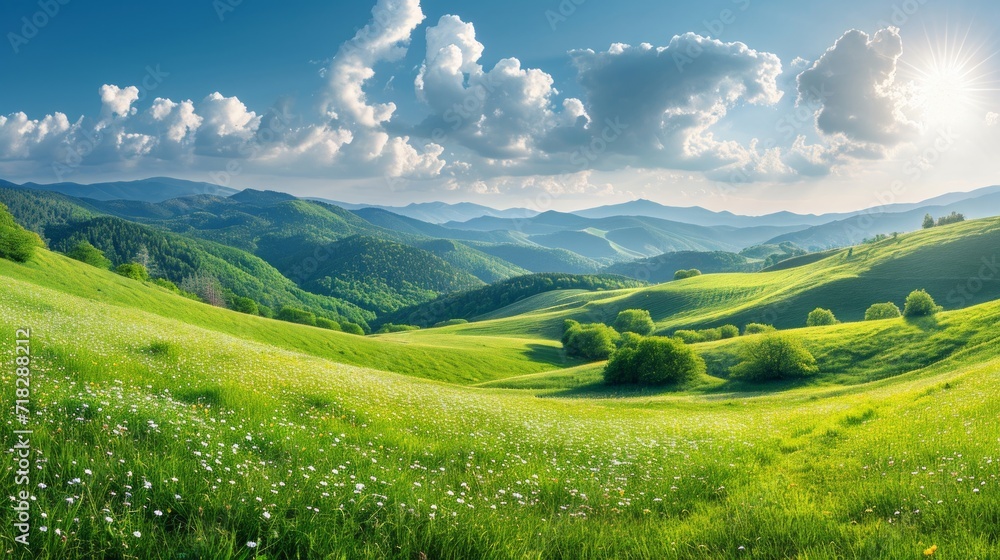 Panorama of Beautiful Countryside in Romania Generative AI