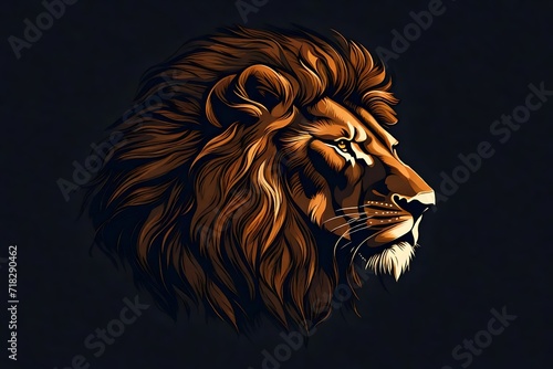 Vector illustration of a lion head on a dark background