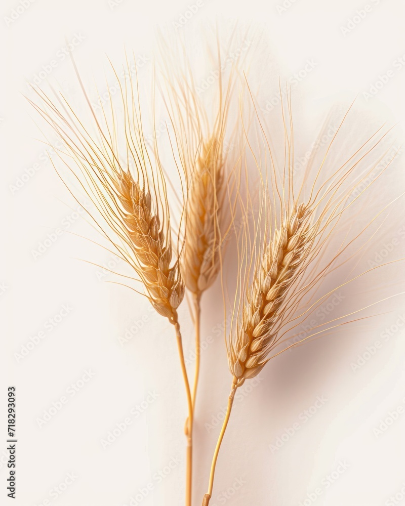 wheat ears on white background