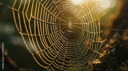  a close up of a spider's web with the sun shining through the spider's web in the center of the spiderwebwebweb.