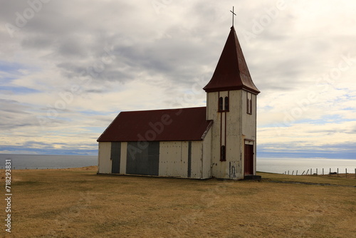View on the Hellnar Church in the Snæfellsnes Peninsula, Iceland photo