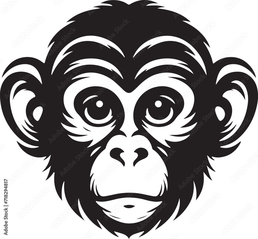 Vector illustration of a monkey face silhoette