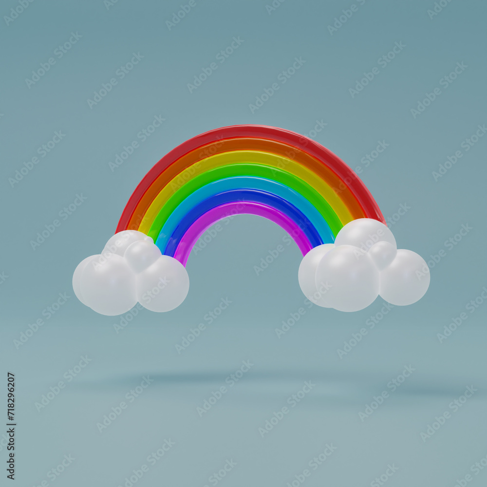 Rainbow and Clouds 3D Icon, 3D Rendered. Rainbow and Clouds 3D Icon, 3D Rendered.
