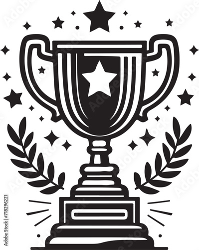 gold cup with ribbon vector illustration 