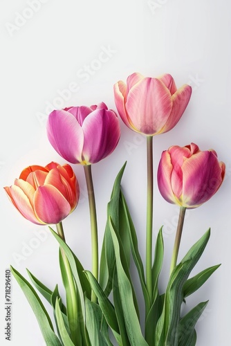 Tulips on white background