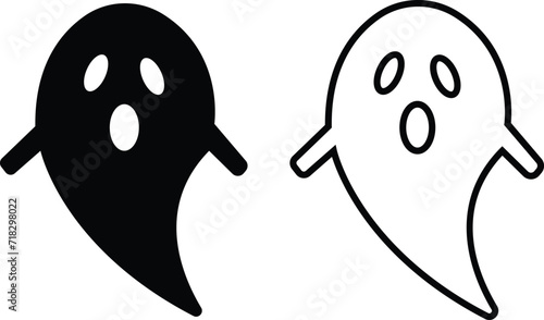 Ghost spooky character icon set isolated on transparent Background. Ghost flat line vector collection Emotion Variation. Creepy horror images. Doodle cute ghosts Halloween. Scary ghostly monsters.