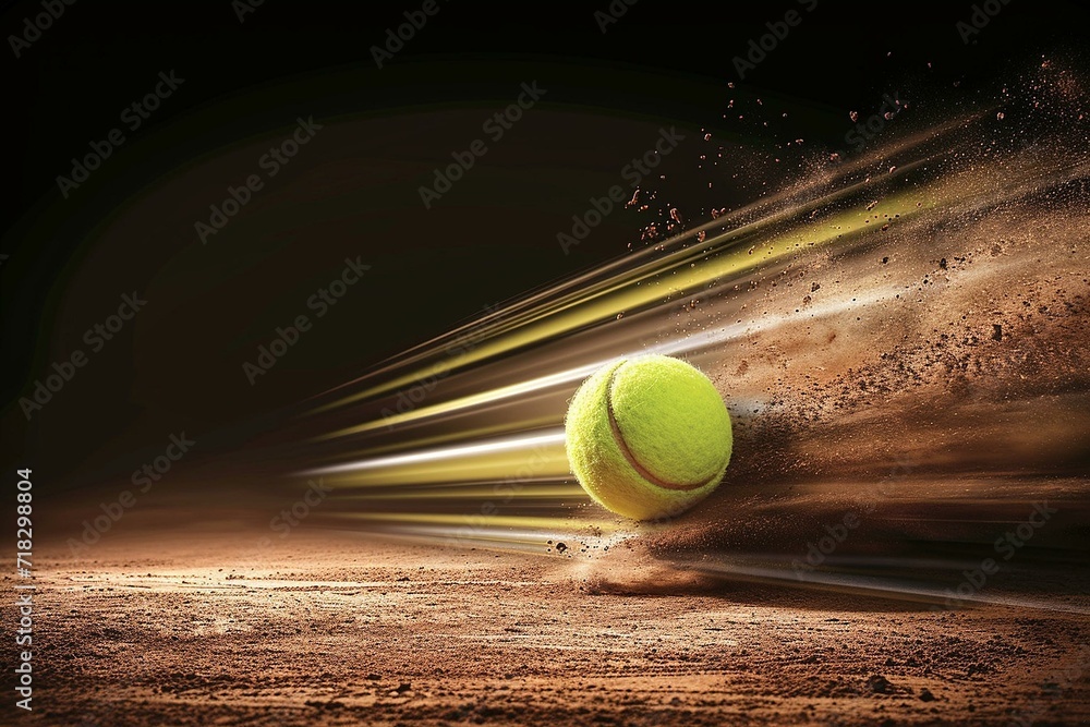 Dynamic Image of a Tennis Ball in Motion on Clay Court